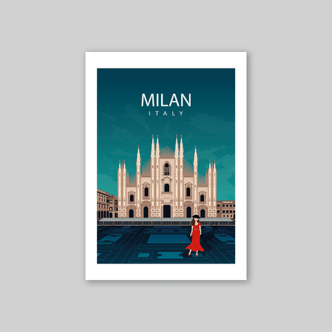 Milan night city poster - Kawaink
