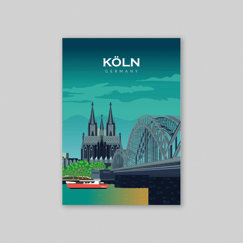 Cologne / Köln poster night - Kawaink