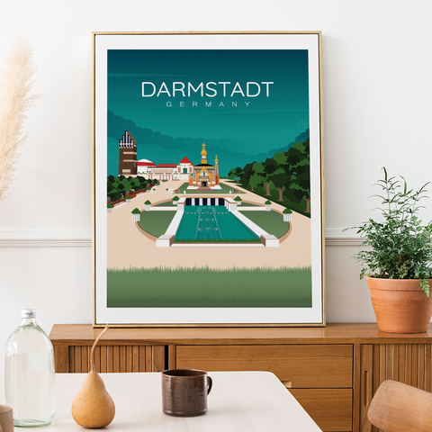 Darmstadt night city poster