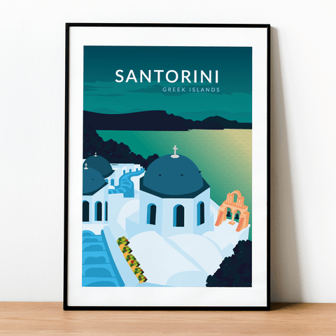 Santorini poster night - Kawaink