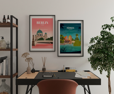 Nuremberg night city poster - Kawaink