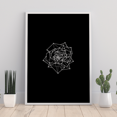 Geometric rose wall art black and white - Kawaink