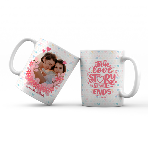 Photo mug - This love story never ends - pink