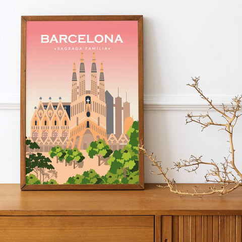 Barcelona pink poster