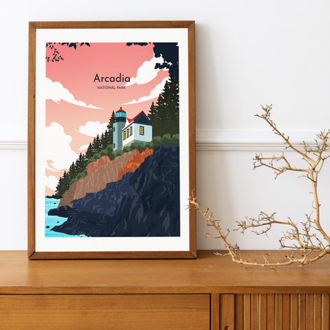 Arkadien, Nationalpark. rosa Plakat